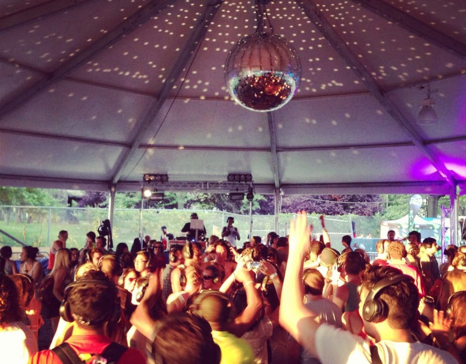 silent disco music festival in open tent may 2016